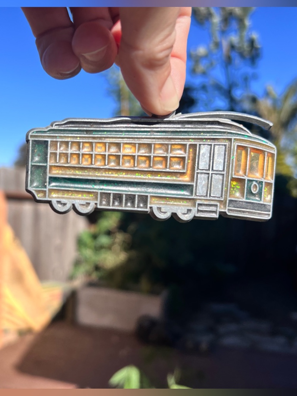 Vintage Green and Gold Streetcar Window decor/light catcher